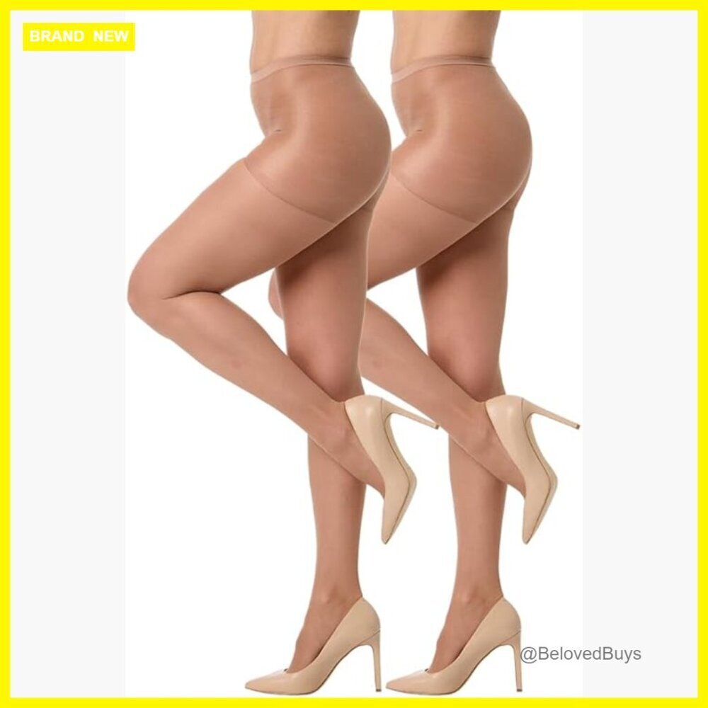 Control Top Pantyhose 2-Pack, Run Resistant, Light Support, Medium